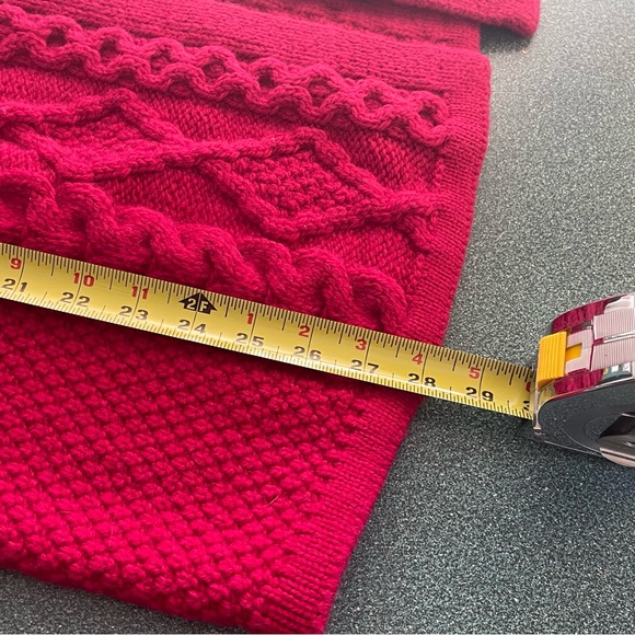 Aran Crafts 100% Merino Wool, Raspberry Cable Knit One Button Cardigan Sweater L - Picture 9 of 13